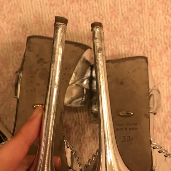 SERGIO ROSSI SILVER PLATFORM SANDALS - Picture 8 of 8